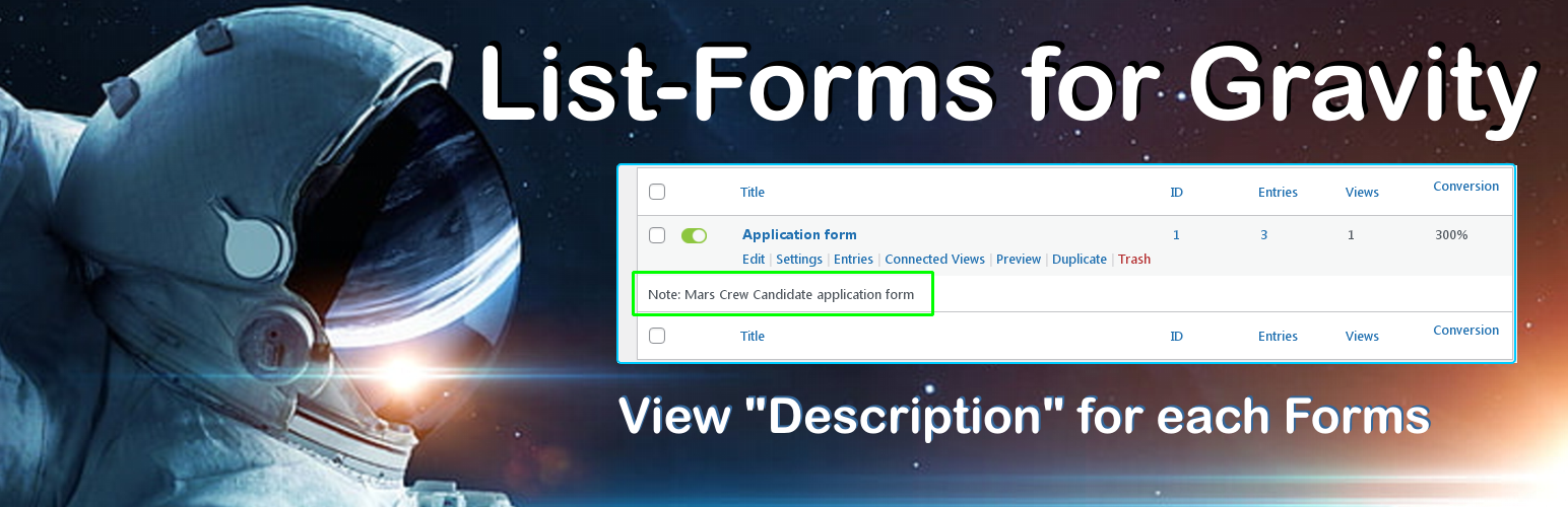 WordPress 外掛 List-Forms for Gravity 的封面圖片。