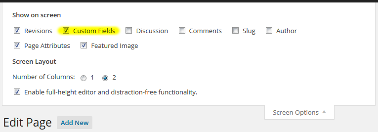 Enable custom fields on the page