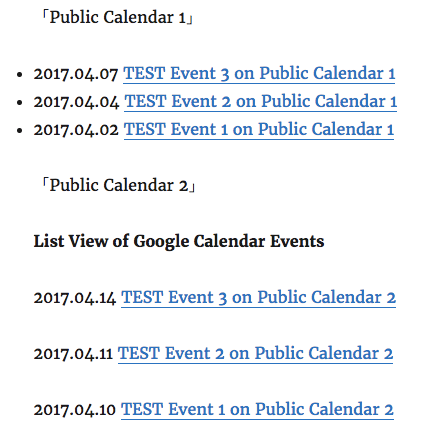 Google Calendar List View