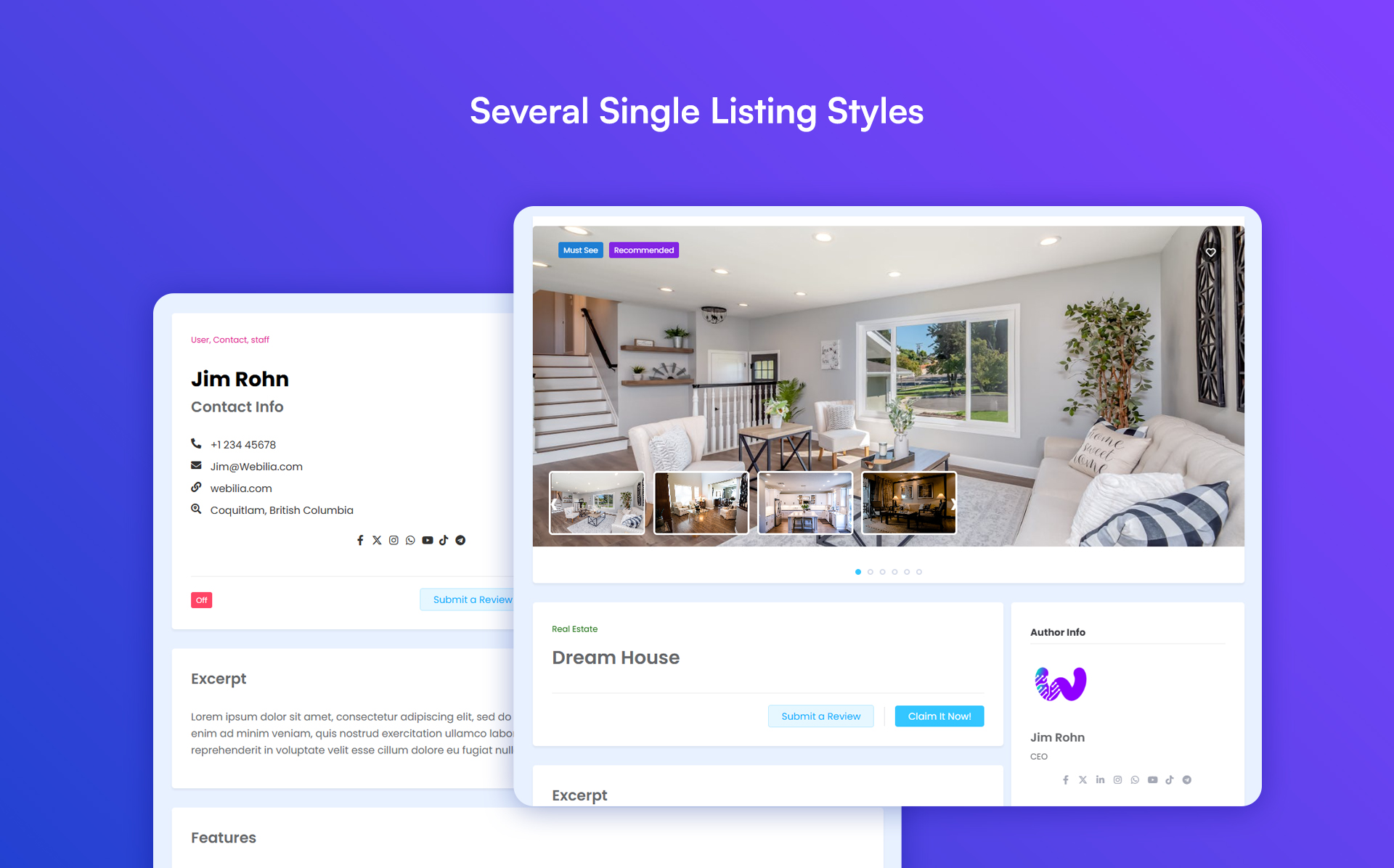 Several Single Listing Styles