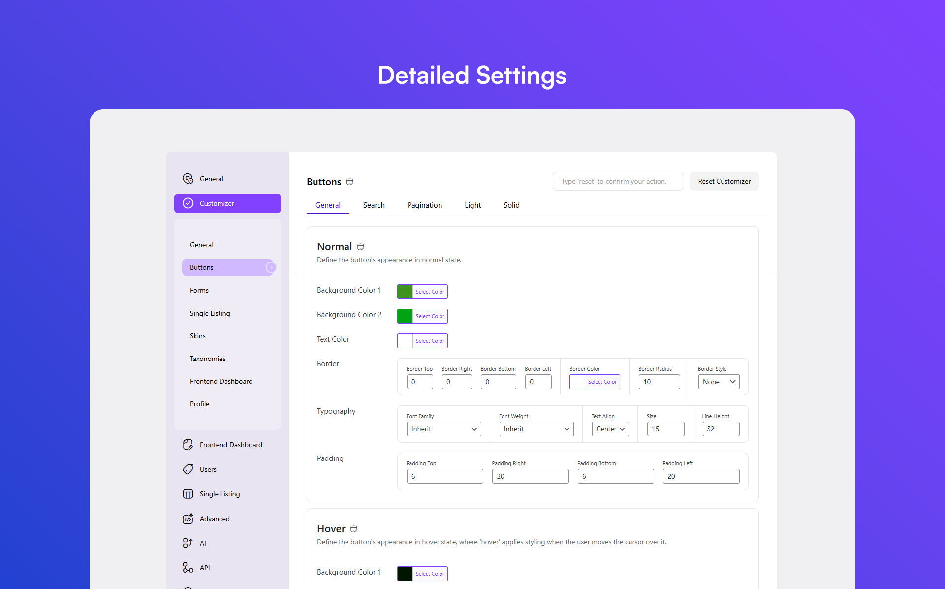 Detailed Settings