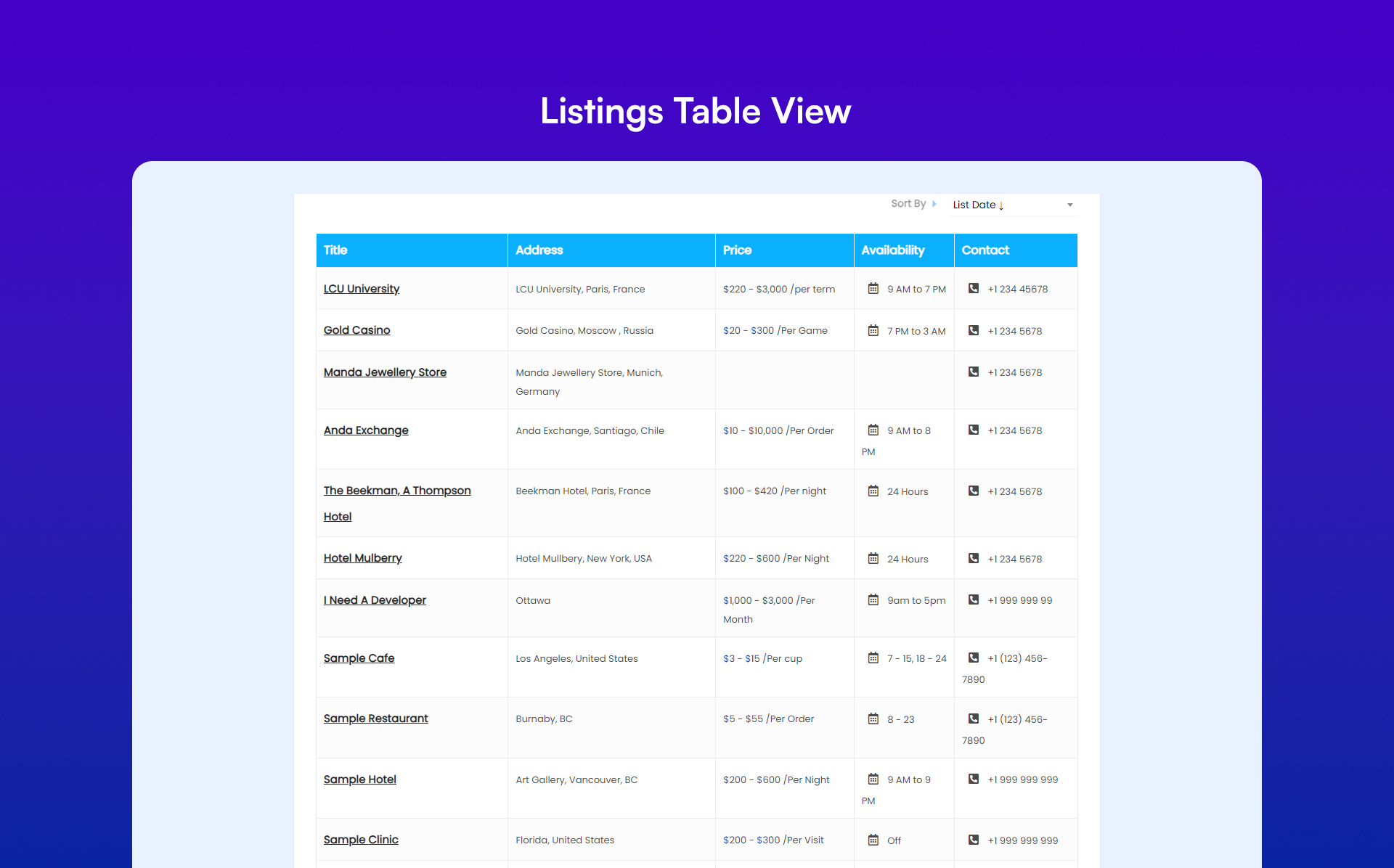 Listdom Table View