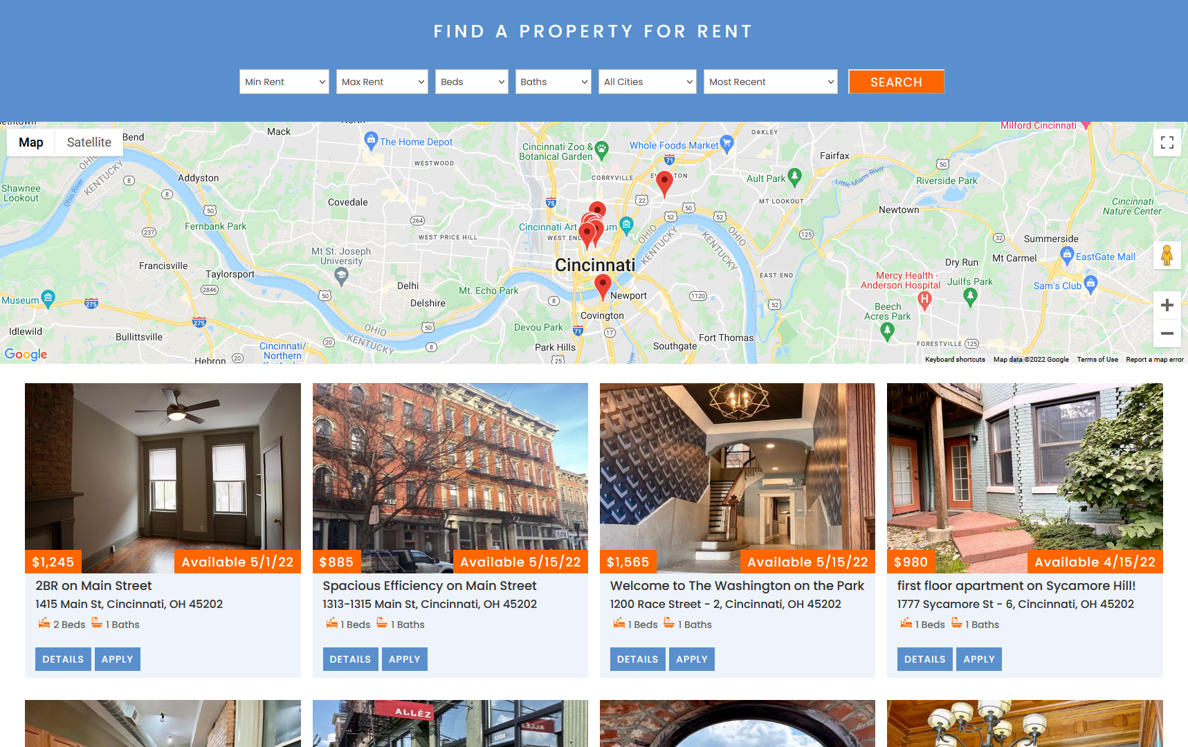 Appfolio listings filters and map