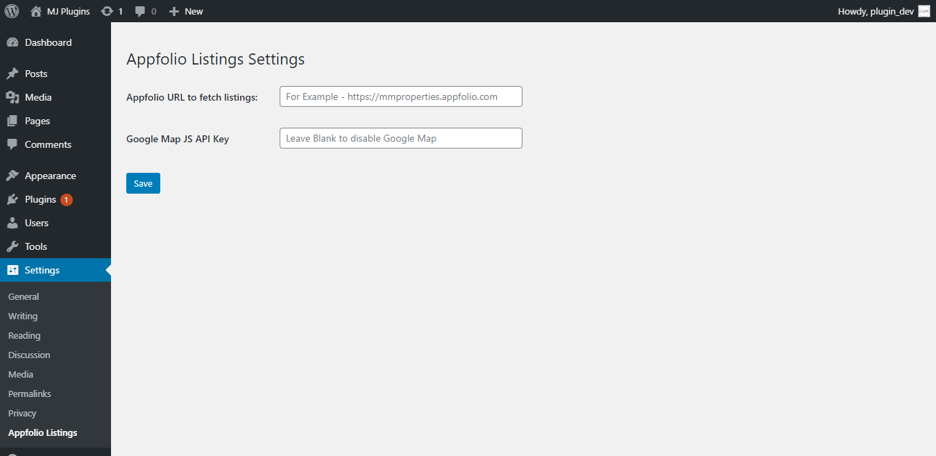 Settings for Appfolio Listings