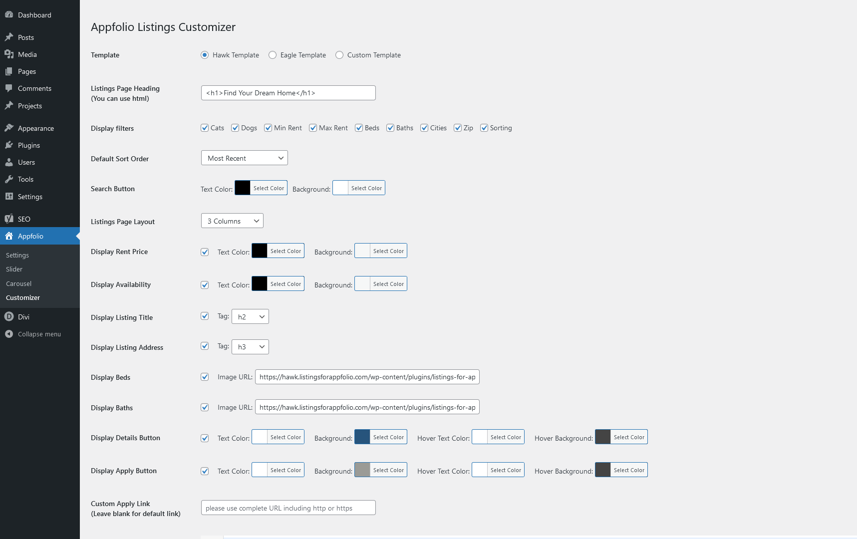 Backend Customization Options