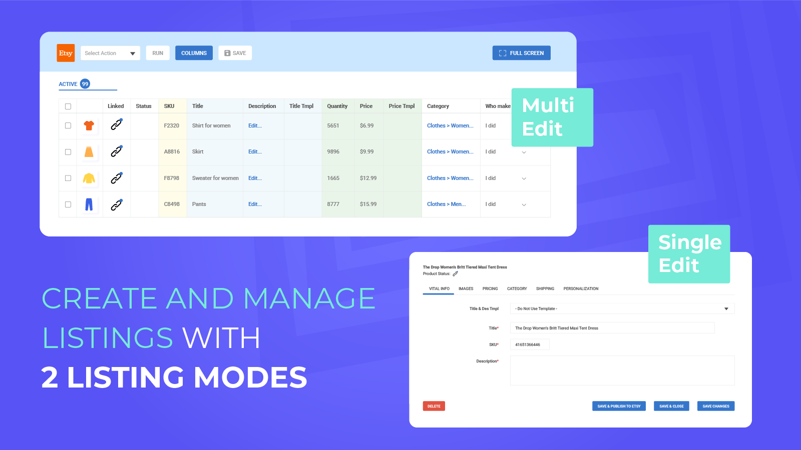 Create and manage listings