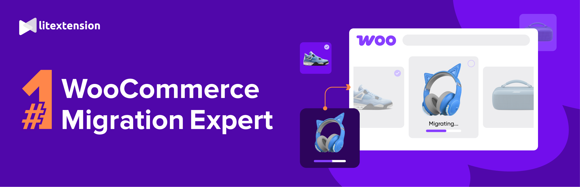 WordPress 外掛 LitExtension: WooCommerce Migration Plugin 的封面圖片。