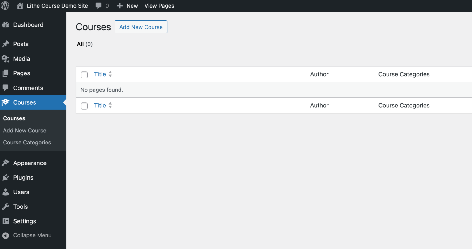 Manage all your courses from the WordPress admin list view