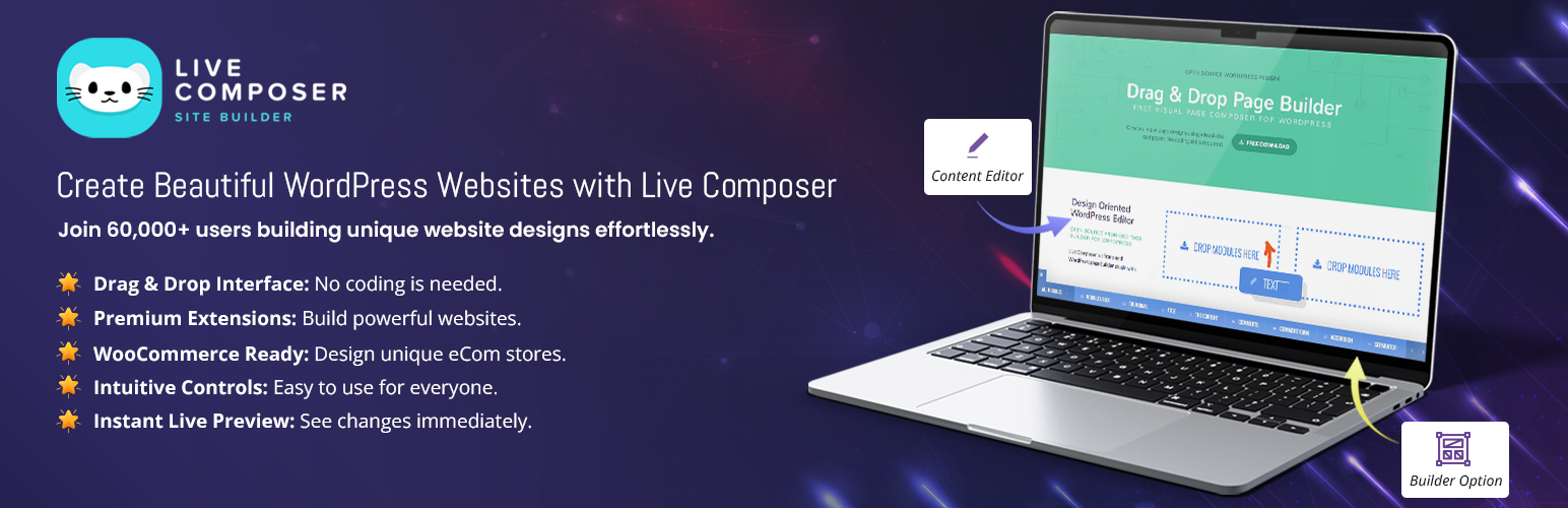 WordPress 外掛 Live Composer – Free WordPress Website Builder 的封面圖片。