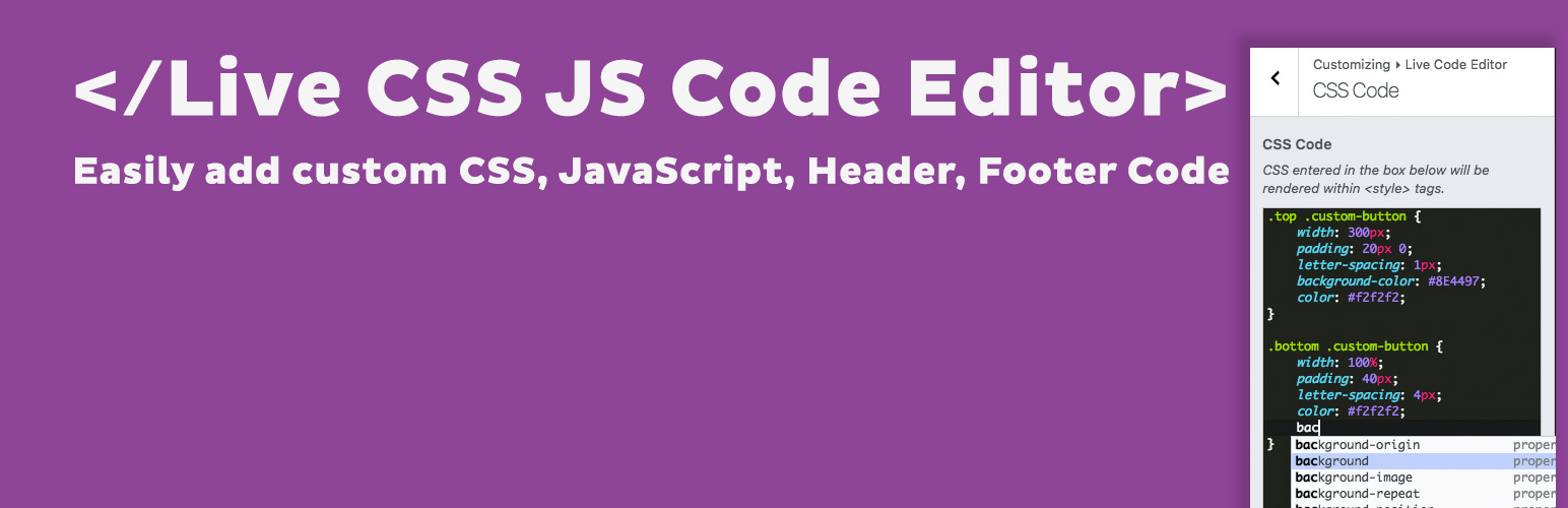 Live Custom CSS JS Code Editor