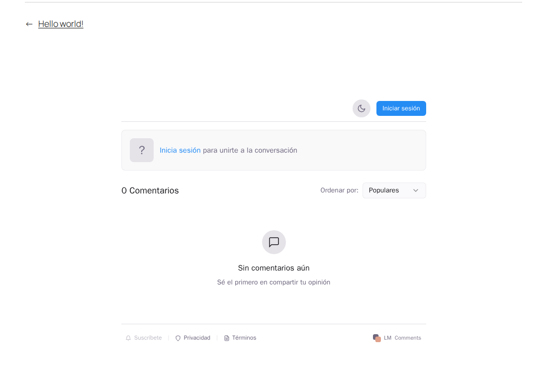 The comments on a post, blended into the theme.