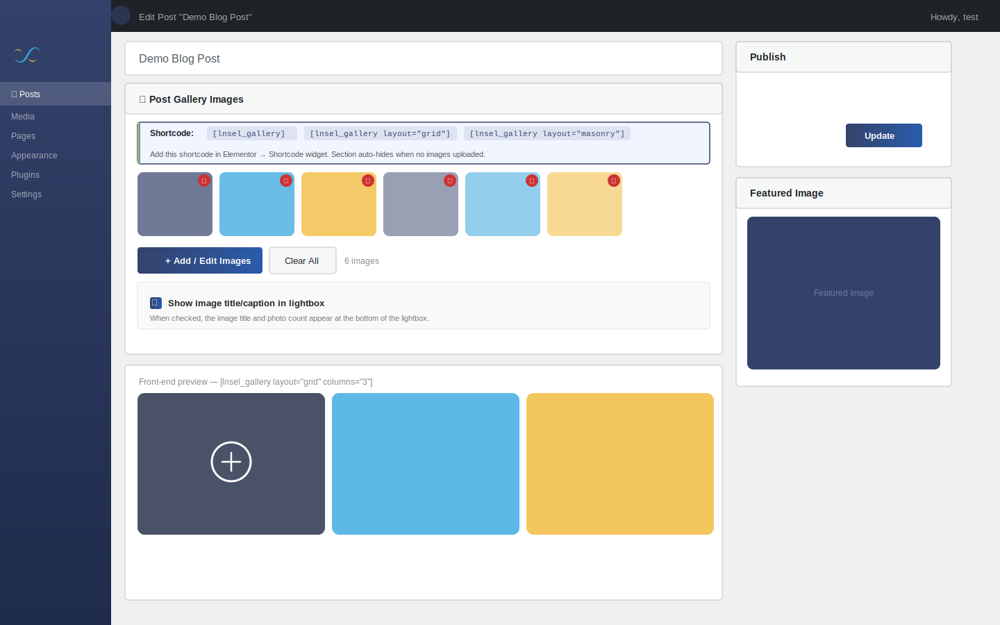 The "Post Gallery Images" meta box in the WordPress post editor.