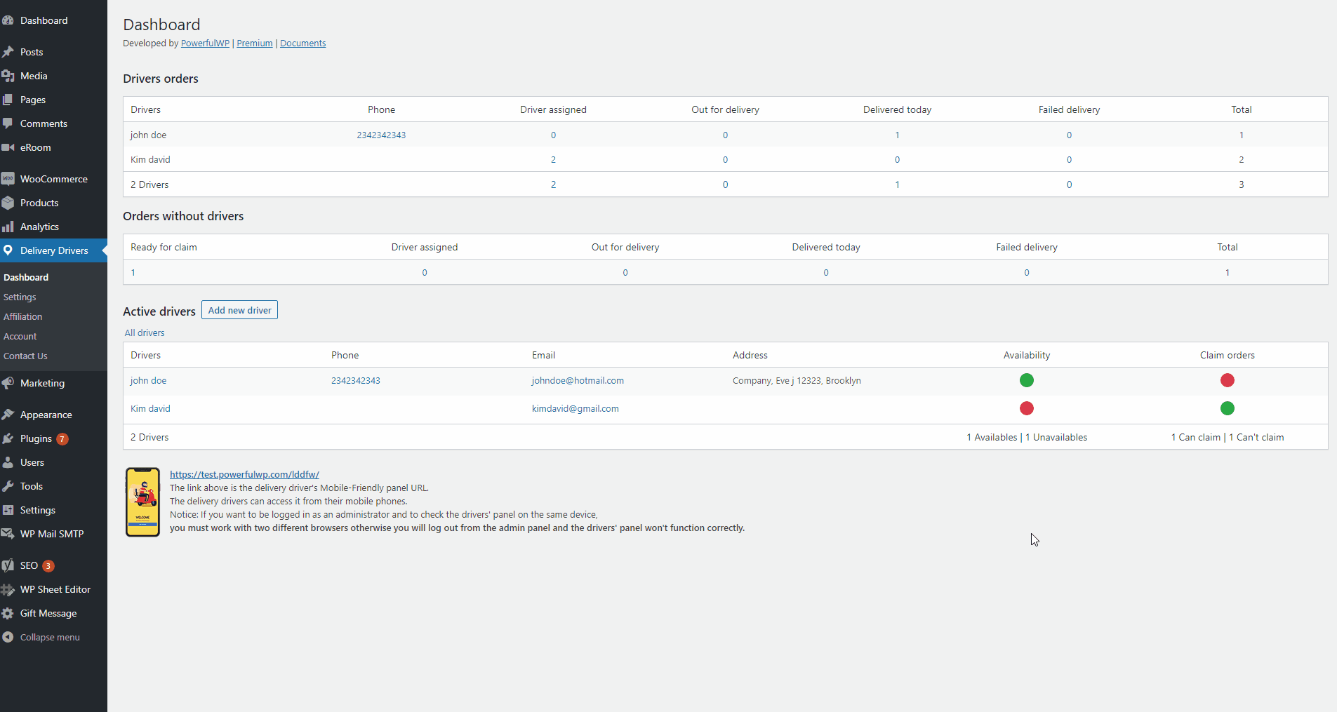 Premium - Admin Drivers Dashboard.