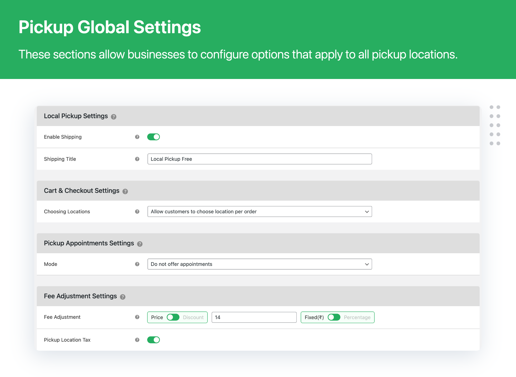 Local Pickup for WooCommerce - Screenshot 1