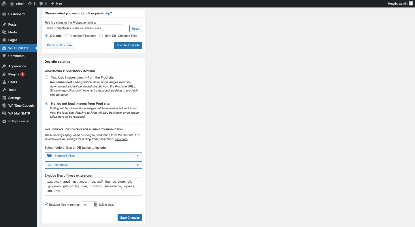 Duplicate Site settings page.