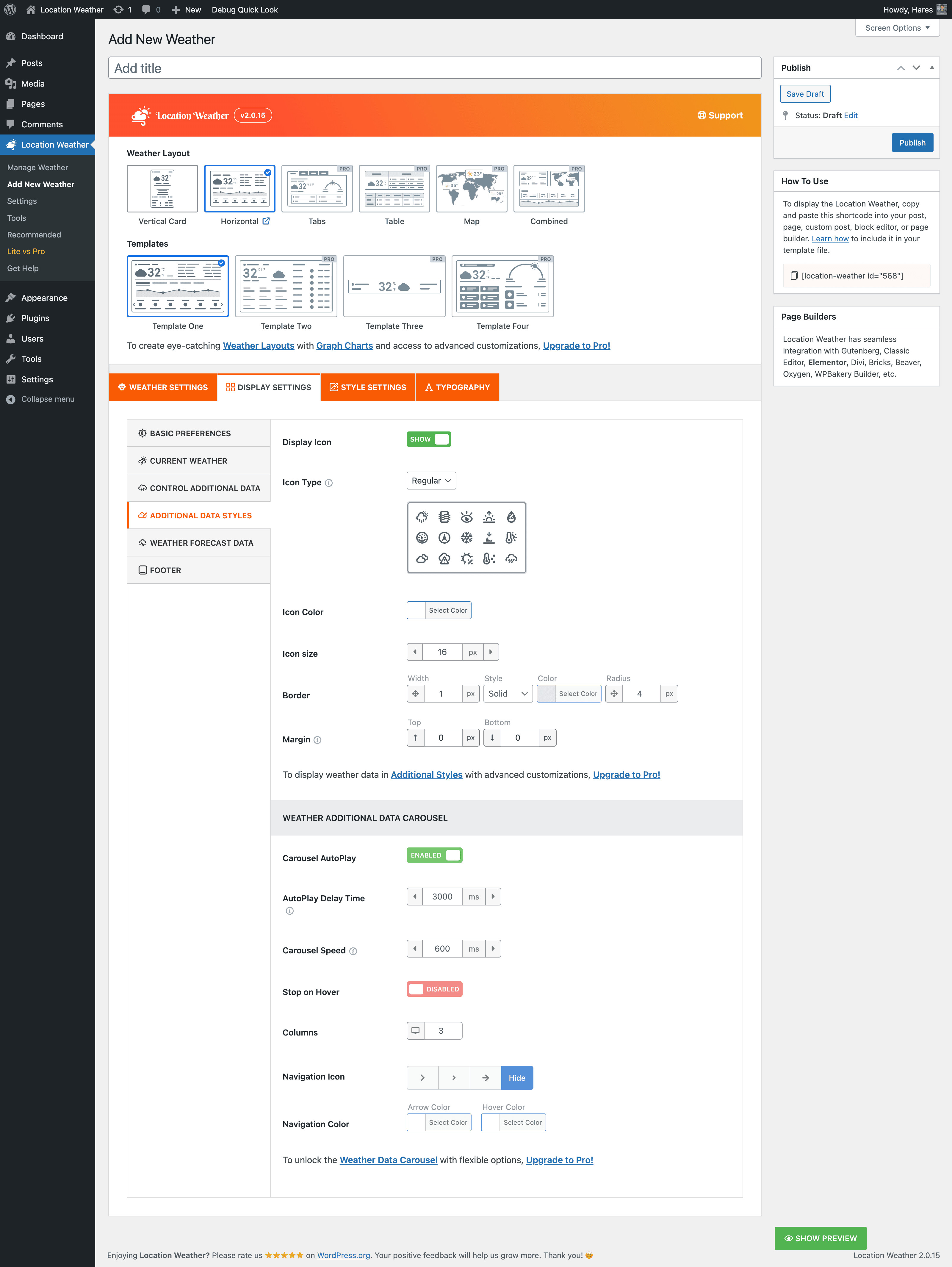 Display Settings - Additional Data Styles