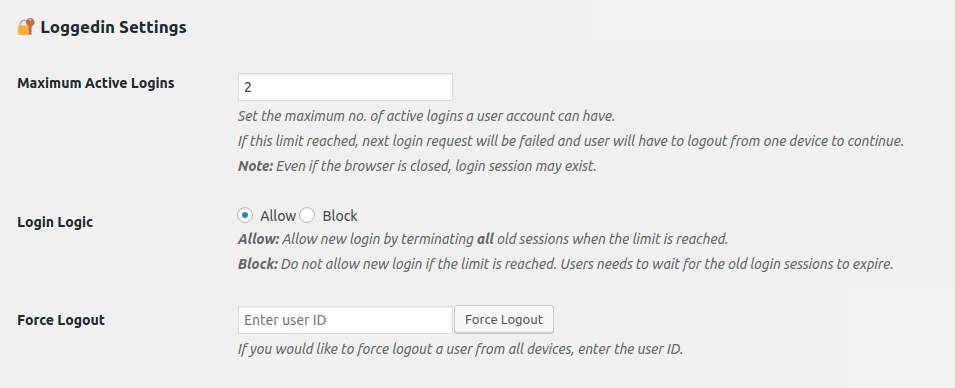 Loggedin &#8211; Limit Active Logins