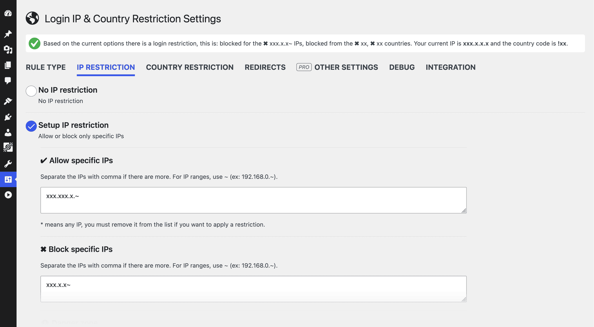 IP restriction interface showing easy management of allowed and blocked IPs.