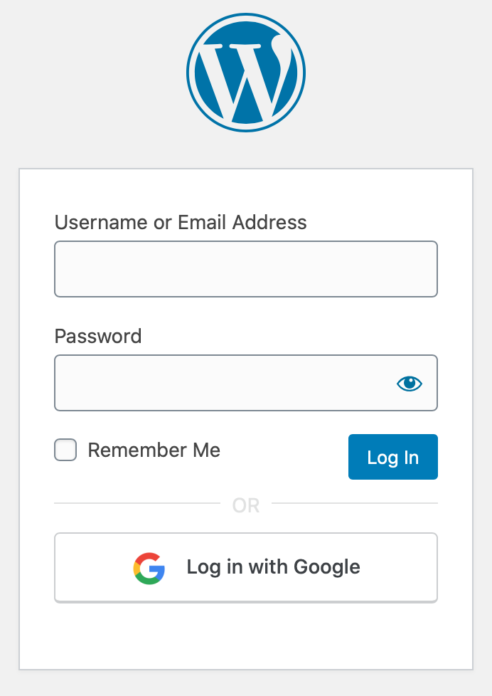 Login screen with Google option added.