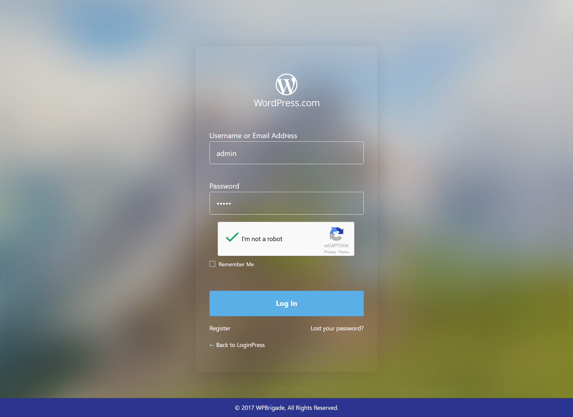 Custom Login page (Company theme) Example #11 with Captcha <a href=