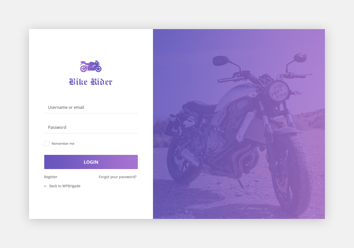 Custom Login page (Bikers theme) Example #12 <a href="https://loginpress.pro/pricing?utm_source=wp-org&amp;utm_medium=screenshots&amp;utm_campaign=pro-upgrade&amp;utm_content=Bikers+theme">Pro feature</a>