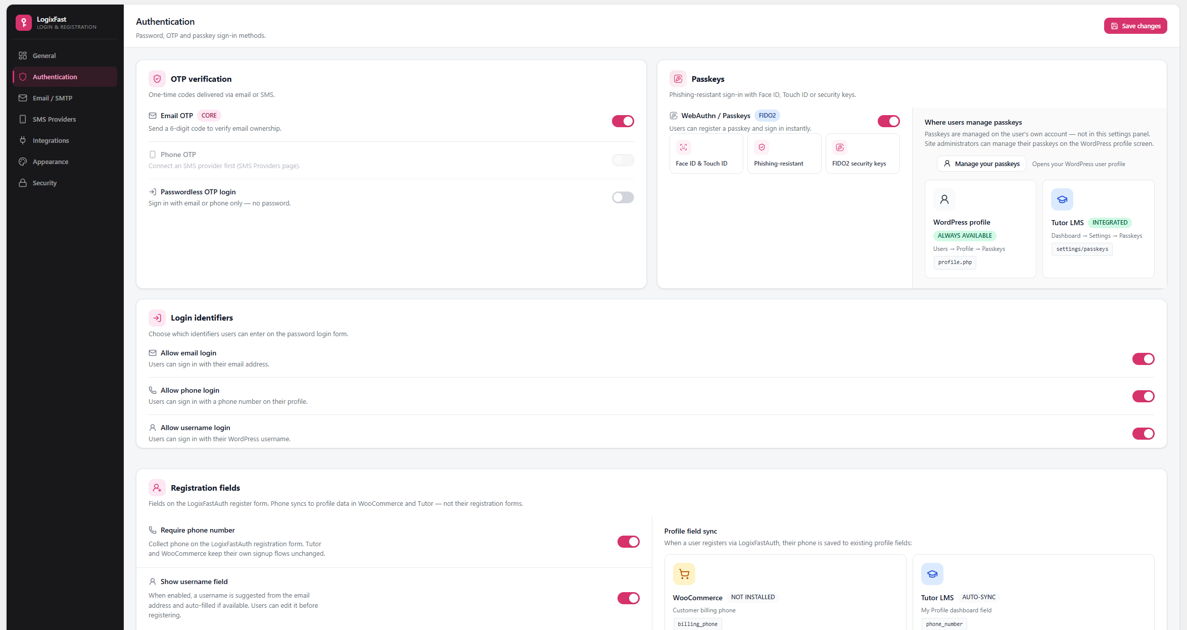 Login popup on the frontend