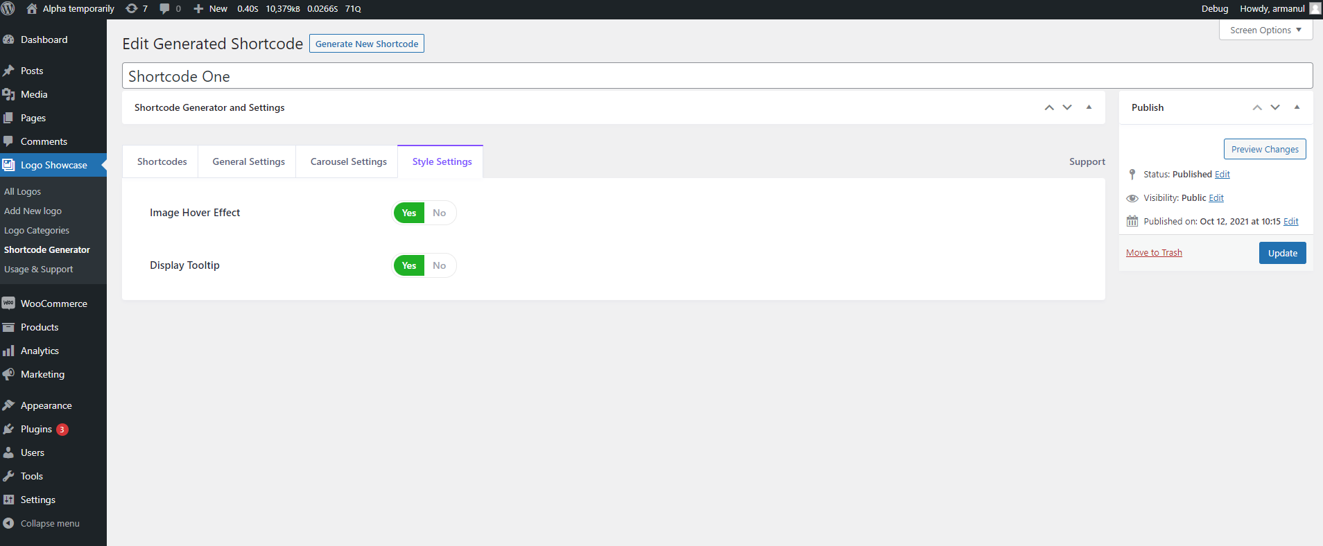 Backend: Style Settings