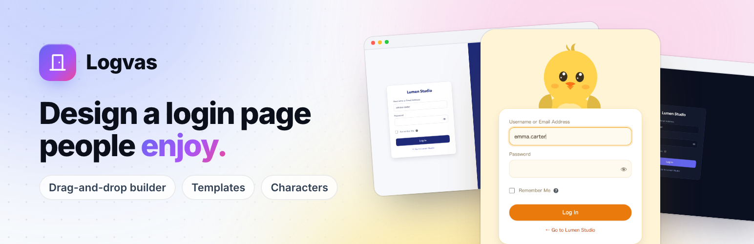 Logvas Login Screen Designer