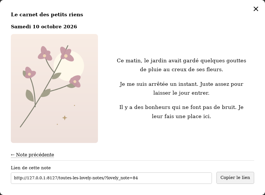 A complete note with its sharing link.