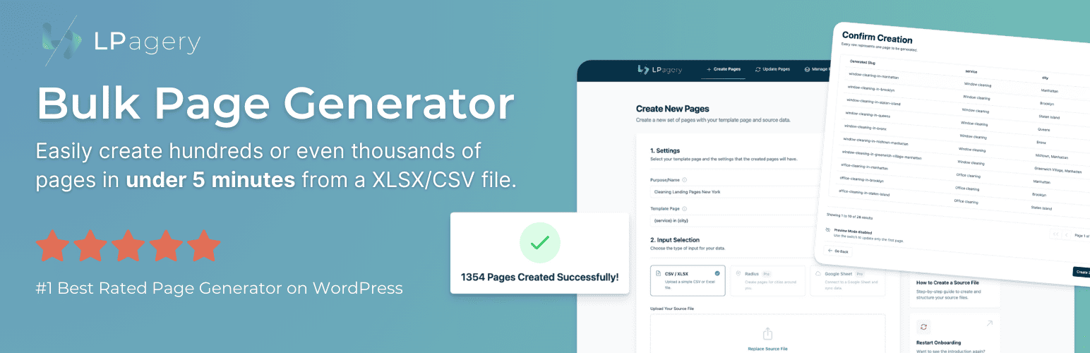 WordPress 外掛 Bulk Page Generator – LPagery 的封面圖片。