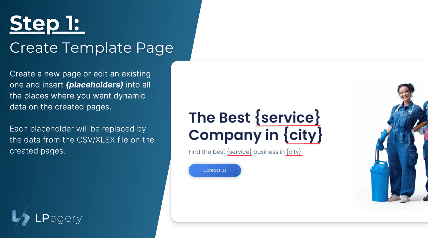 LPagery Step 1 Create a Template Page