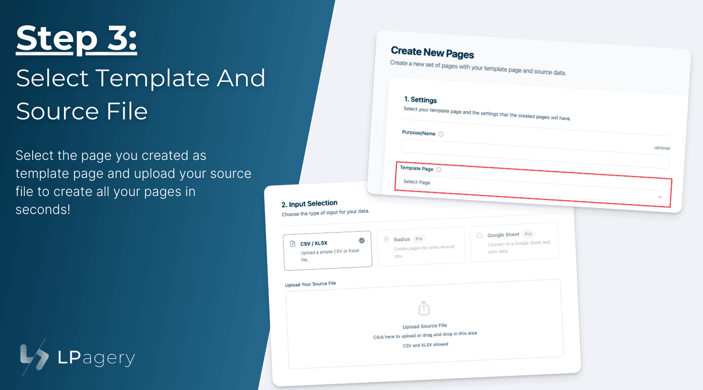 LPagery Step 3 Select Template and Source File
