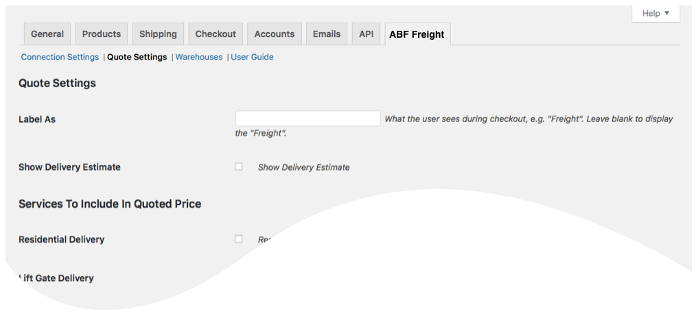 Quote settings page