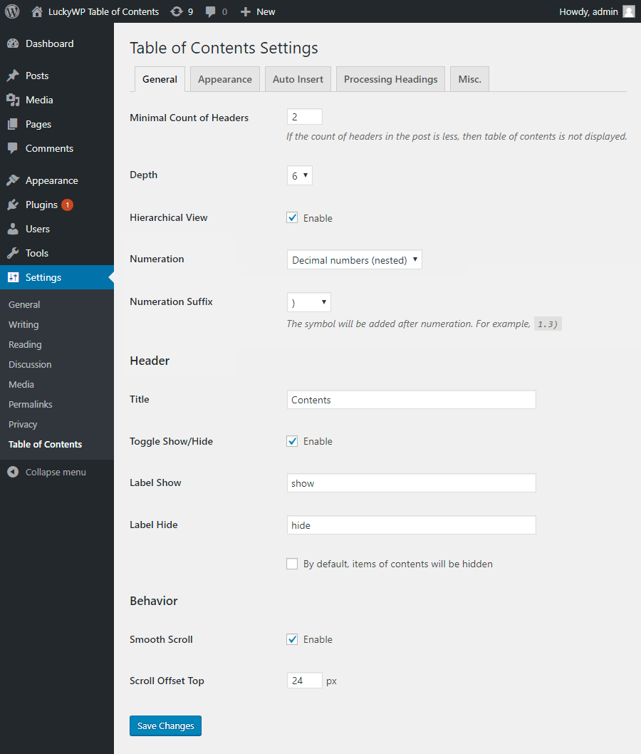 General Settings