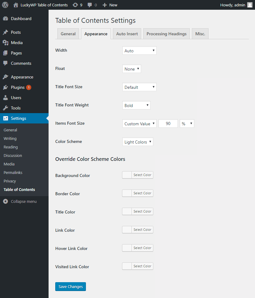 Appearance Settings