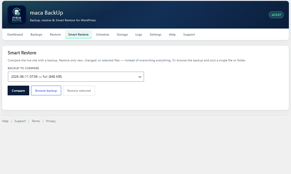 Smart Restore — compare and restore only changed files