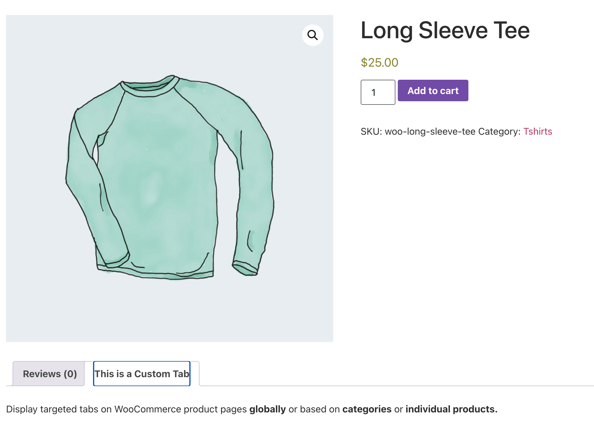A custom tab on the front end of a product page.
