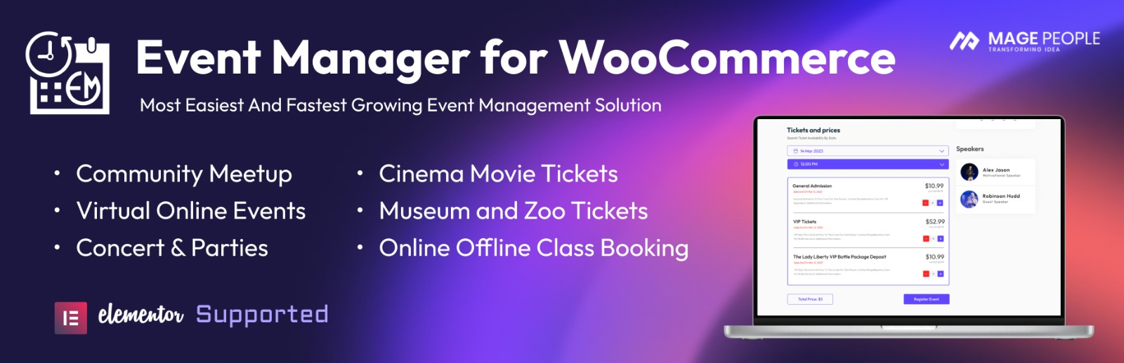 Product image for Event Manager and Tickets Selling Plugin for WooCommerce.