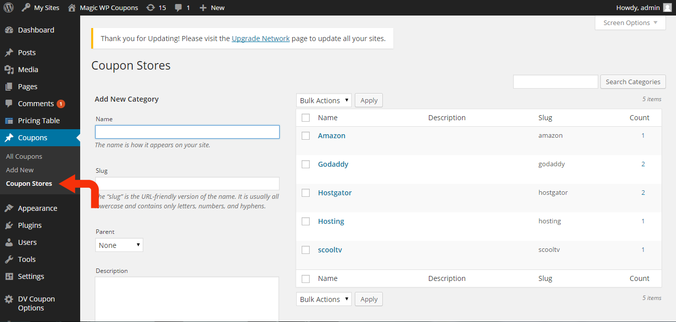 Wordpress coupon code