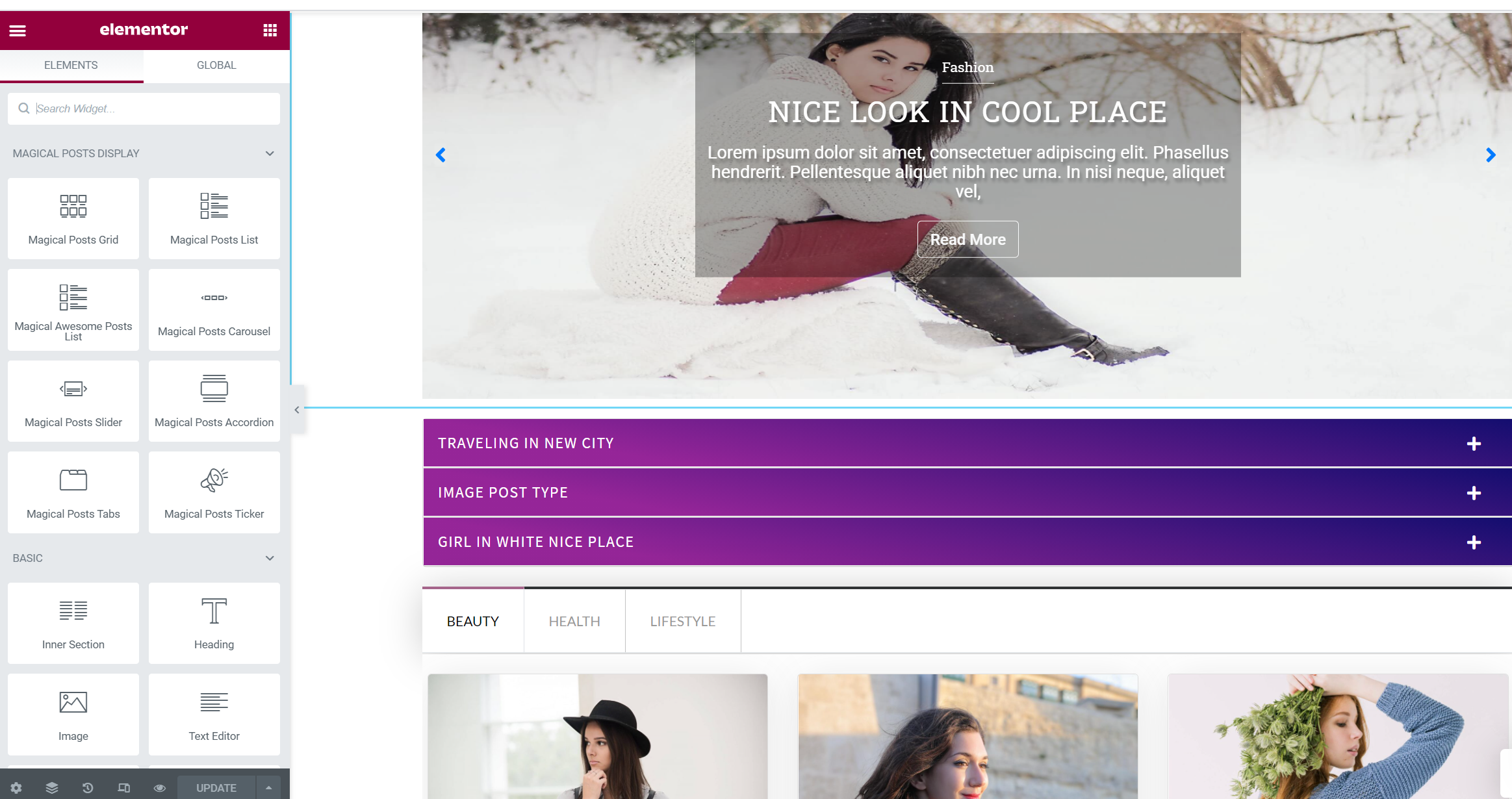 Magical Posts Display backend editor.