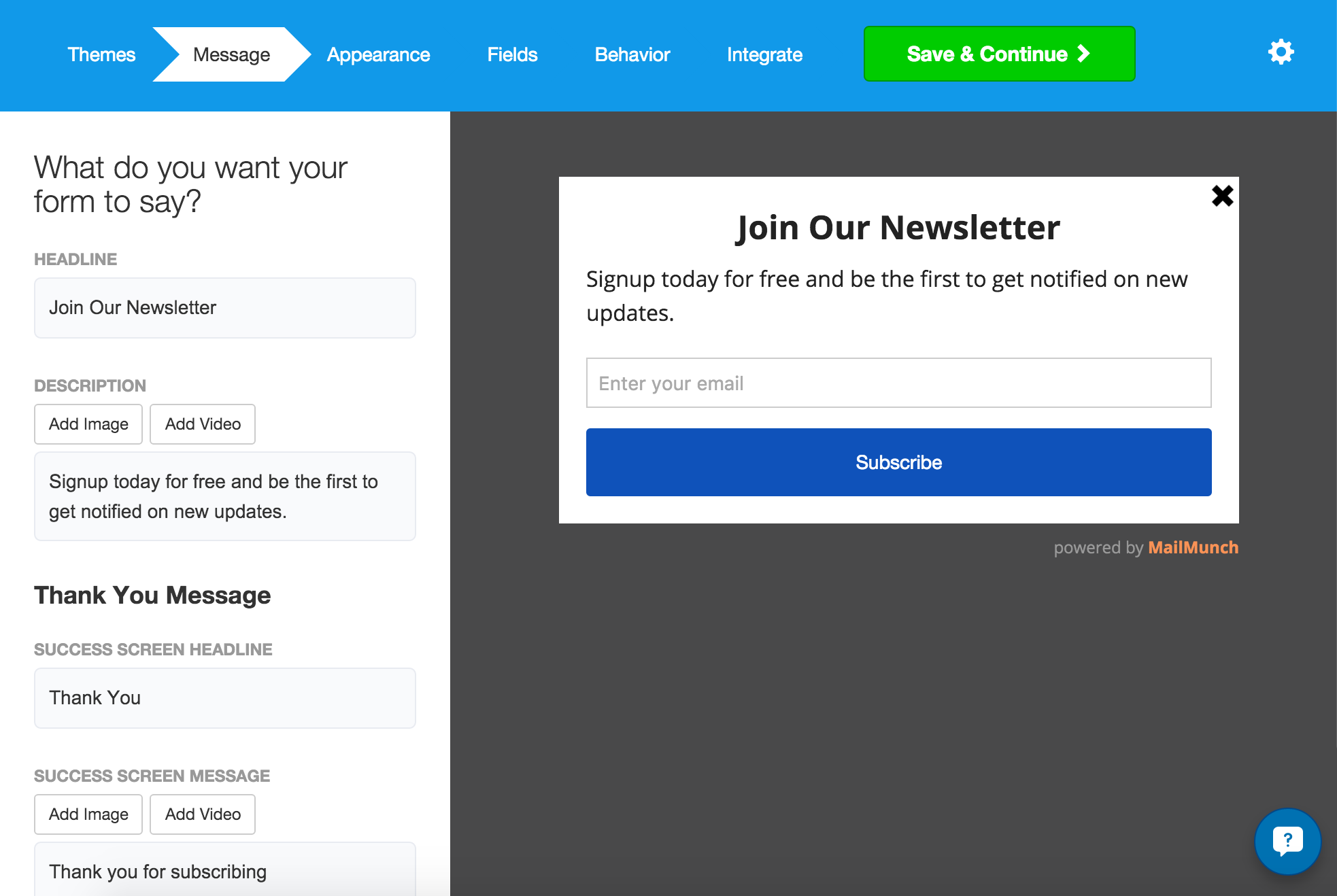 MailChimp Forms by MailMunch WordPress Mailchimp plugin