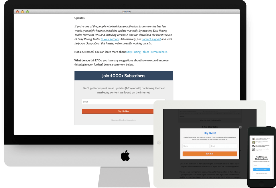 Examples of the MailChimp form designs
