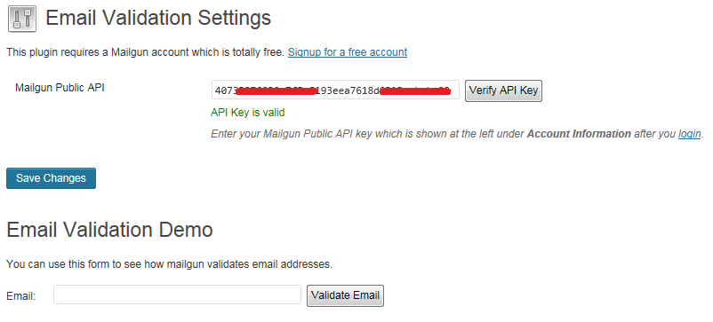 Enter your public API key to begin validation.