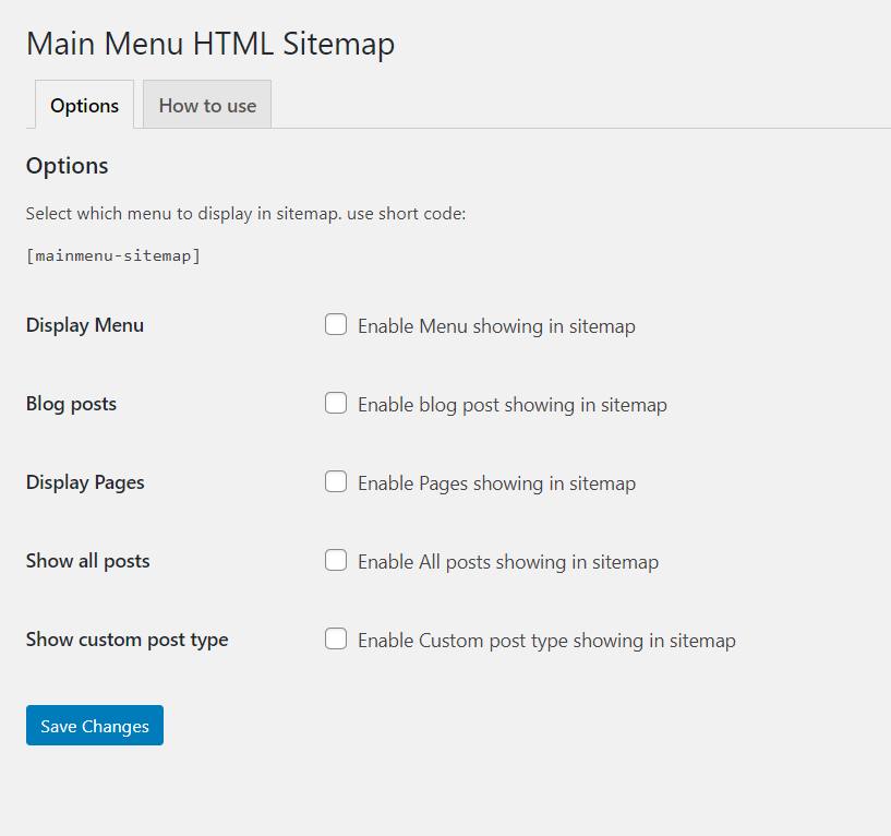 Main Menu HTML Sitemap - Screenshot 1
