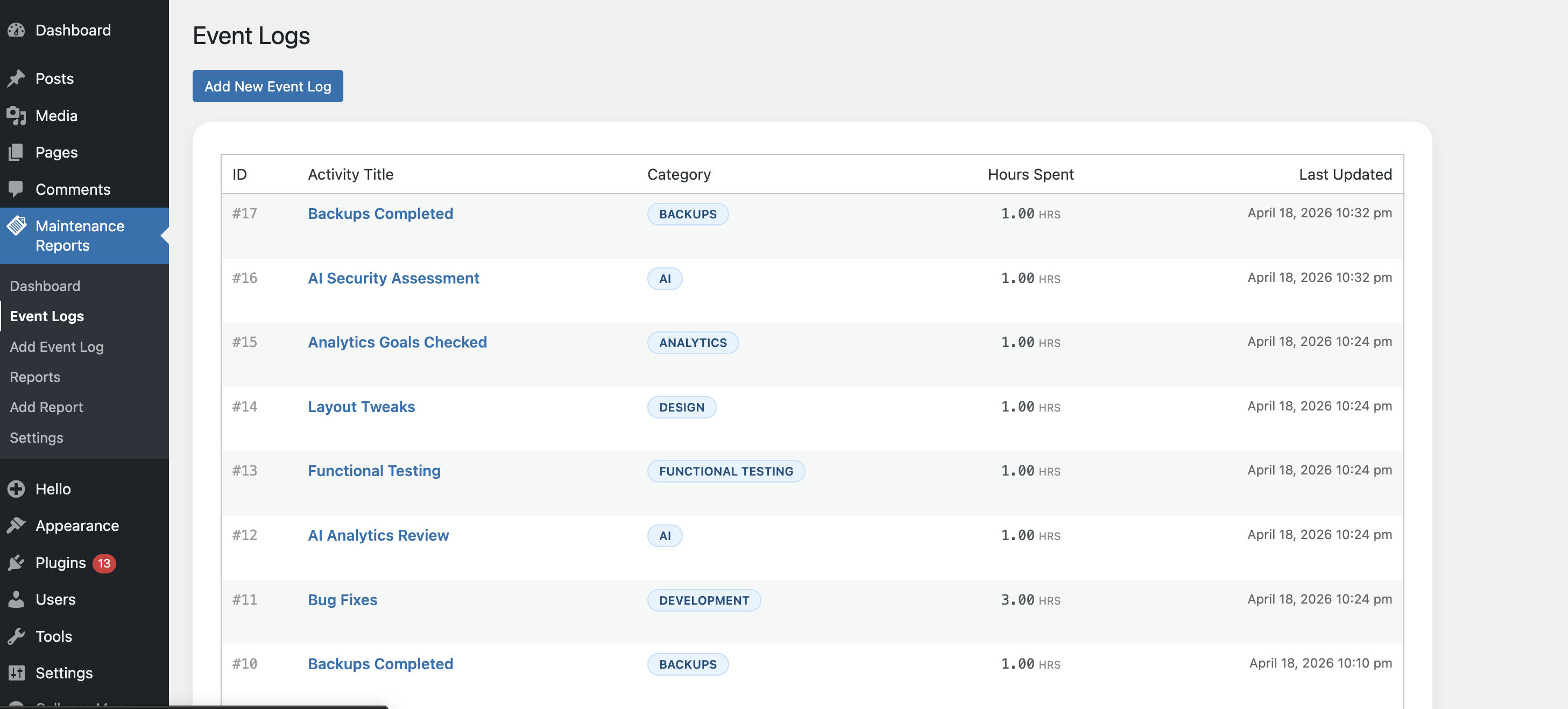 Maintenance Reports by webcycle