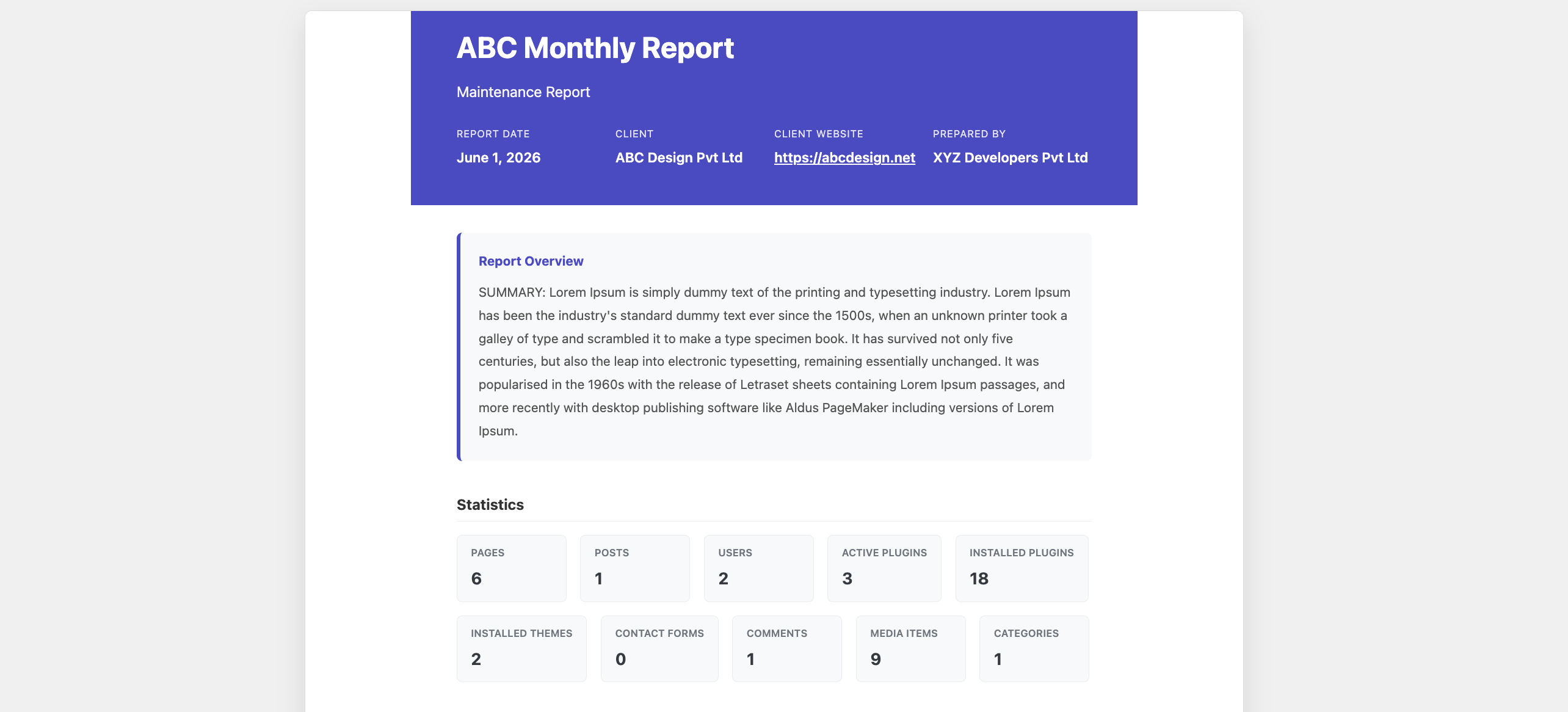 Maintenance Reports by webcycle