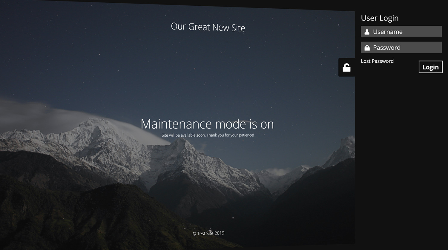 Maintenance plugin. Maintenance Mode site.