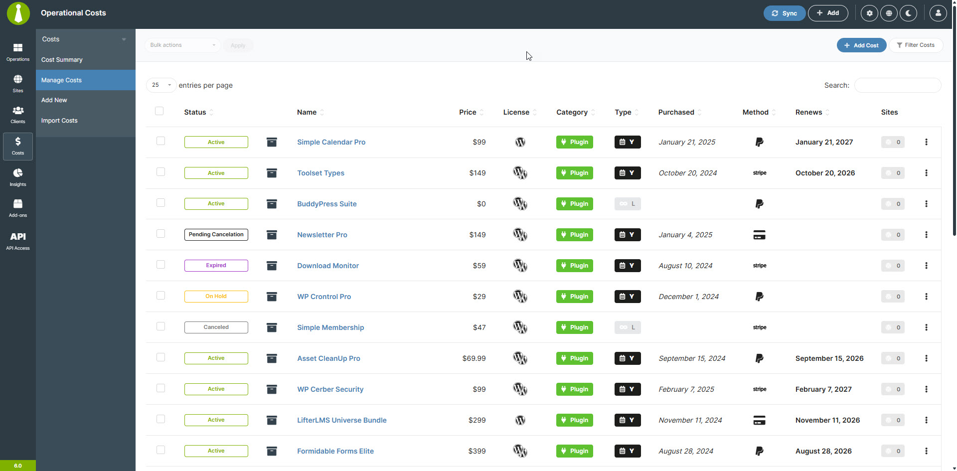 Cost Tracker - Manage Costs