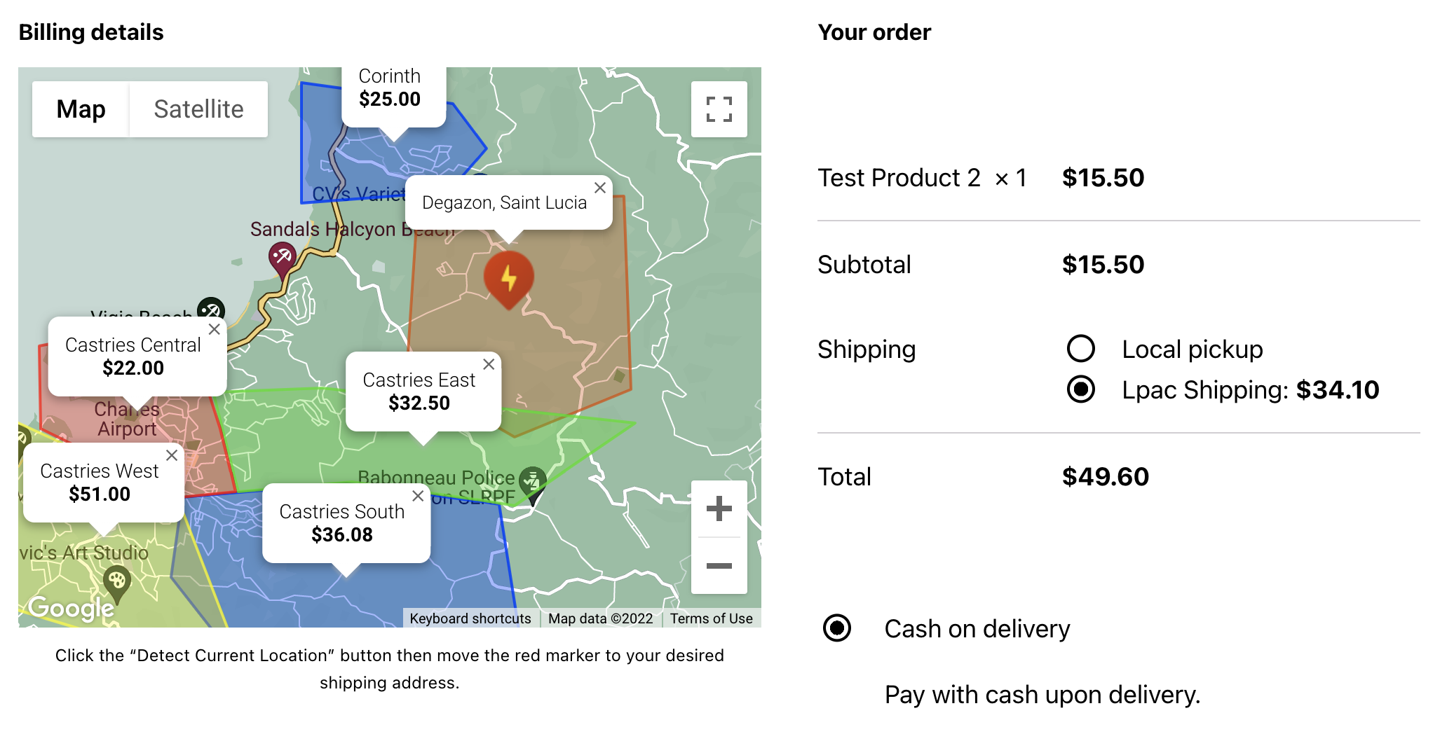 Shipping Cost applied to custom shipping method for a previously drawn shipping region (PRO)