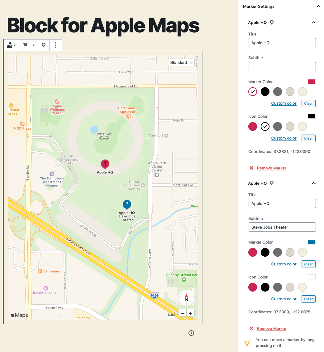 Block marker settings